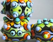 Zuma MIni Trio--Handmade Lampwork Glass Beads