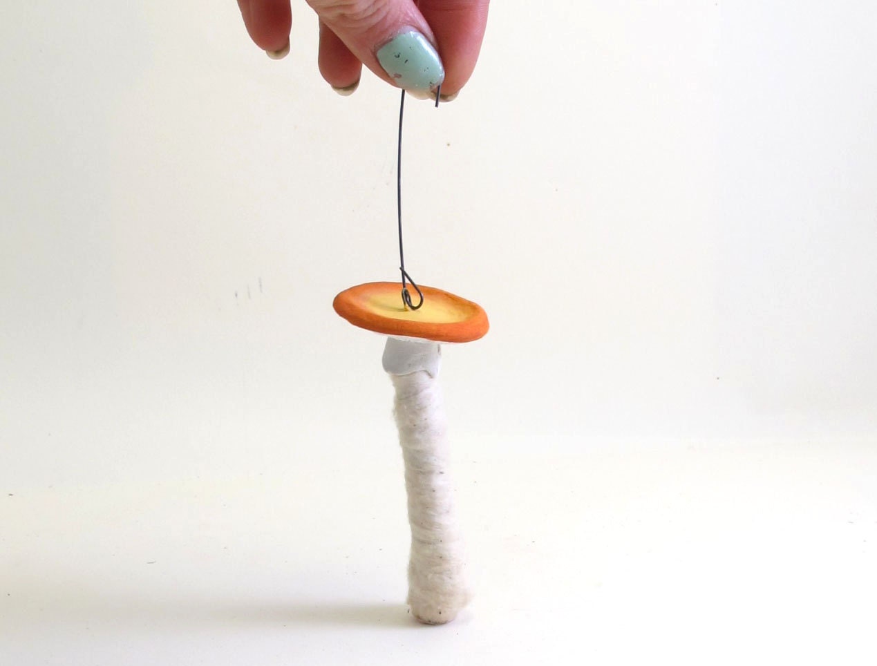 Spun Cotton Vintage Style Toadstool Mushroom Ornament OOAK