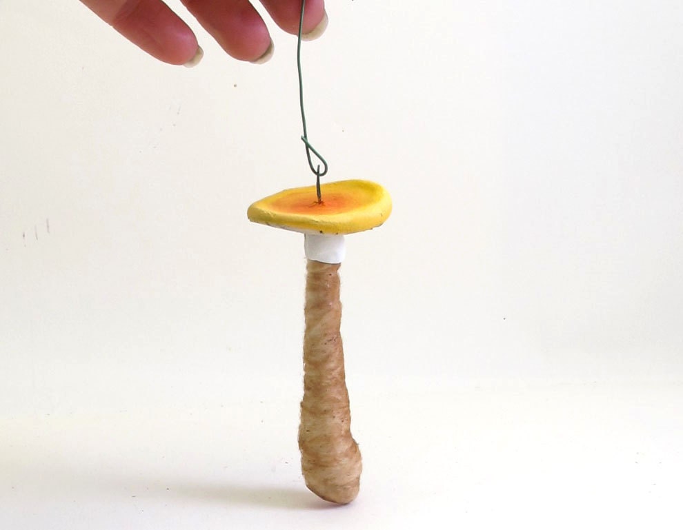 Spun Cotton Vintage Style Toadstool Mushroom Ornament OOAK