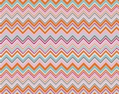 Orange Pink Aqua Chevron Fabric - Modern Quilting Sewing - Valorie Wells Nouvella Collection - cotton Fabric by the yard
