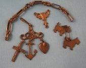 Vintage Jewelry Bits and Pieces Lavaliere Scotties Hearts Cross and Anchor
