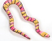 catnip snake - pink and yellow striped - cat toy