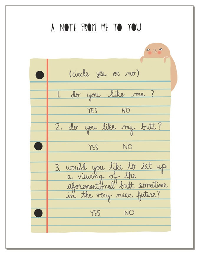 Secret Butt Note greeting card
