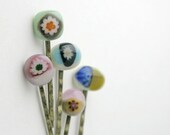 5 French Fused Glass Bobby Pin Hair Clips