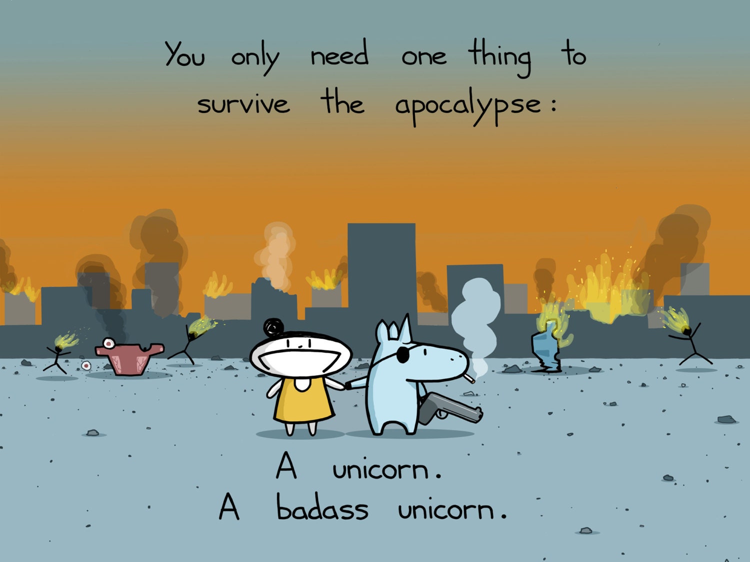 Apocalpyse Unicorn Art Print