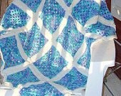 Ocean Blue Crocheted Afghan Sea Blue Sea Green Granny Square Afghan