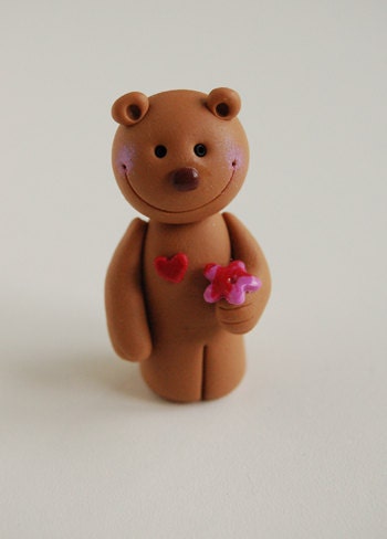 Polymer clay miniatur bear handmade by Nathalie s bears