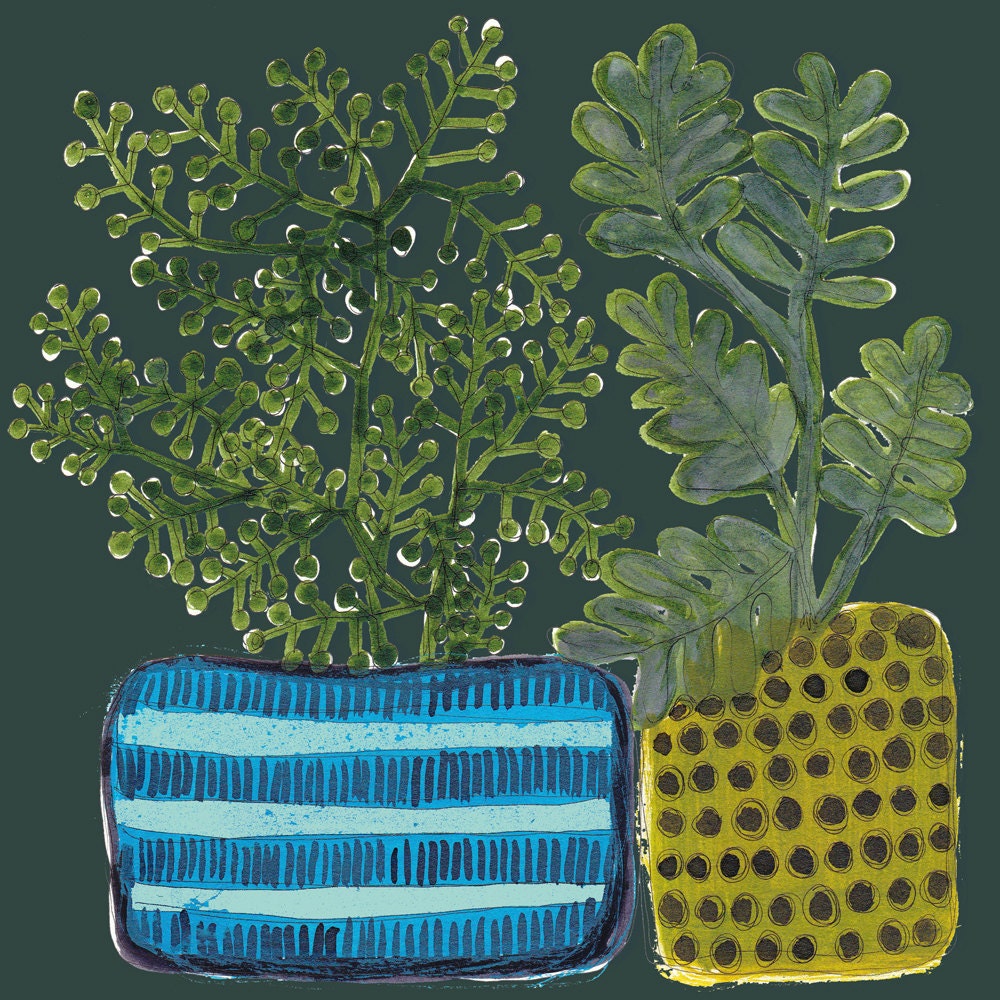 plant pots archival print