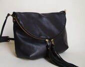 Anthracite Leather Foldover Day Traveler, reduced price, ready to ship