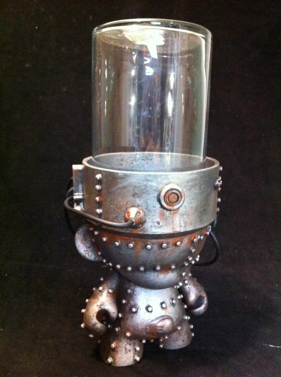 Industrial Silver   GrowBot Terrarium Custom  Munny Kidrobot Urban Vinyl Art toy  Dunny Mech DIY