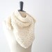 Triangle Lace Knit Scarf in Soft Neutral Cream Merino Wool. Romantic Spring and Summer Fashion. Handmade in France.