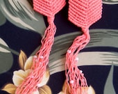 coral macrame hemp dangle earrings