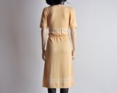 yellow GRECIAN print knit sweater dress / s