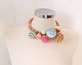 Fiber tube pastel colours necklace