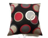 TWO Black White Red Gray Taupe Pillow Cover Decorative Circle Design Toss Throw Accent Cover 18 inch