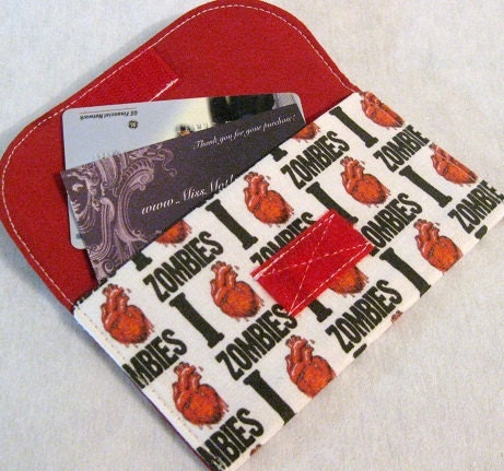 Zombie I love zombies mini wallet card pouch white