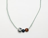 Accra Necklace Handmade Ceramic and Wood Bead Textile Necklace