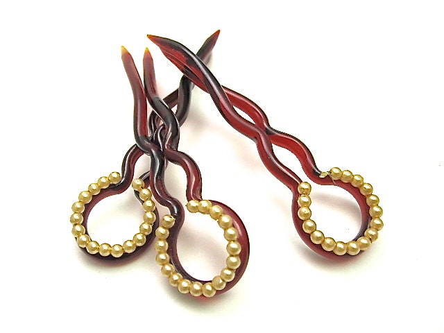Vintage 1950s Pearl Embellished Hair Pins