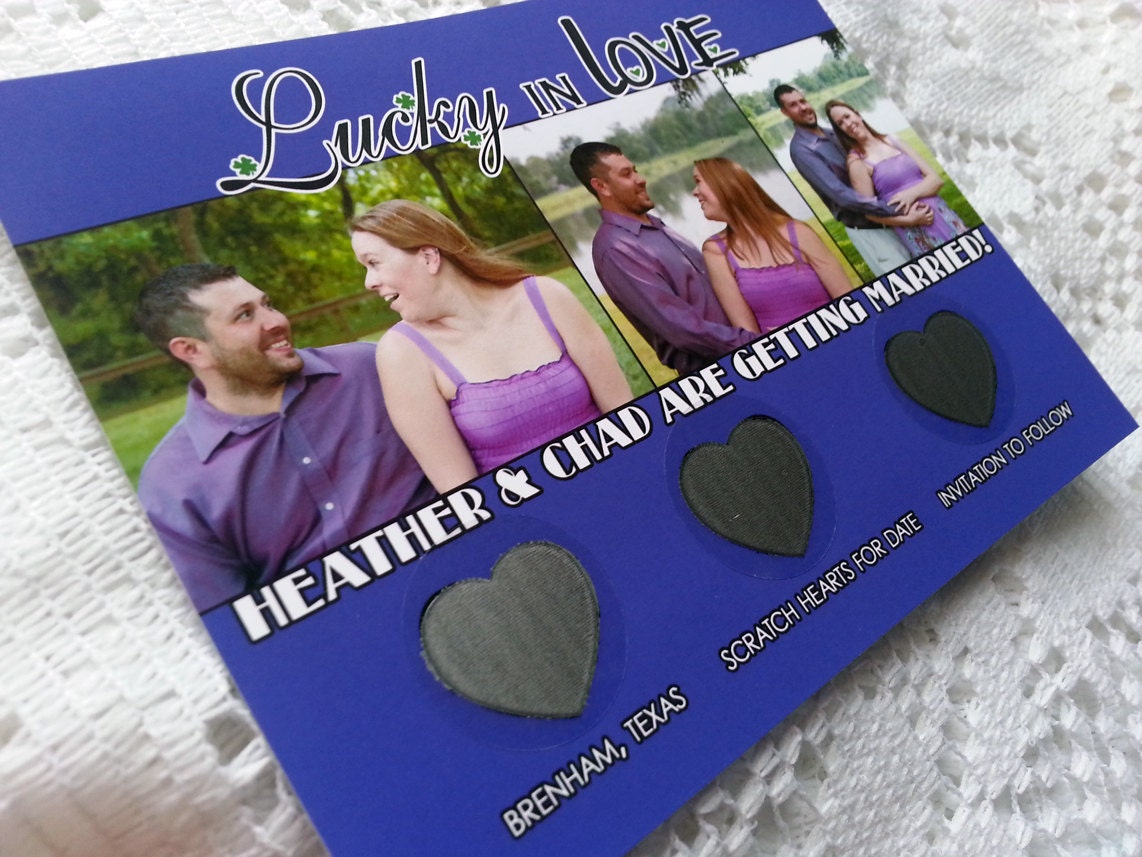 Photo Save the Dates with Heart Scratch Off and Envelope - Set of 25