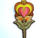 GRETA felt brooch pin with freeform embroidery - scandinavian style