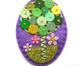 TREE felt brooch pin with freeform embroidery - scandinavian style