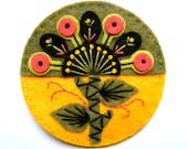 SPRING felt brooch pin with freeform embroidery - scandinavian style