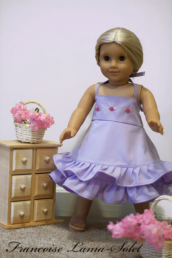 American Girl Doll Clothes 18" doll vintage heirlom twirl dress - Aude Lavender