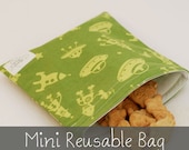 Spaceships on Green - Mini Reusable Bag from green by mamamade