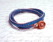 Turquoise Blue Leather Wrap Bracelet