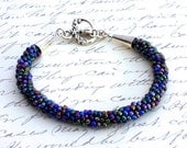 Iris Blue Beaded Bracelet, Kumihimo Braid