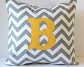 Monogrammed Pillow Cover - Chevron - Applique - 18 x 18 - Nursery Decor - Dorm Decor - Wedding - Bridal - Home Decor