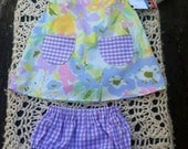 Repurposed Halter Dress and Panty Set - handmade, vintage, pastel, toddler, check, purple, summer