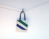 Sailor's purse - recycled sail bag green and blue stripes