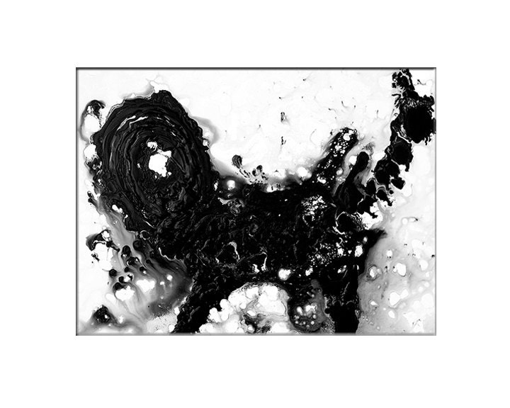 Black Abstract Dog Pet  Art Print From Original Painting Cummings Black and White Dog Pet Portrait Modern Contemporary Collectible Mini