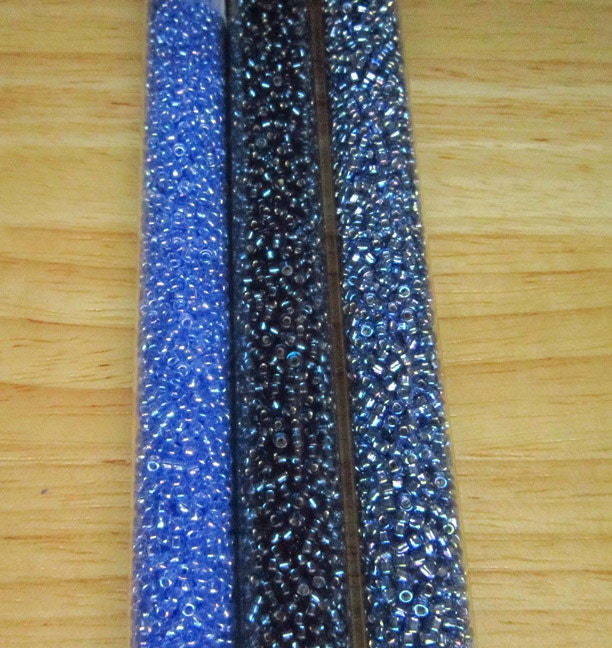Seed Beads 11/o  Shades of Blue Bead Embroidery Soutache Beading