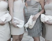 nude bridesmaids gifts, ivory wedding clutch, bridal purse, silk bow