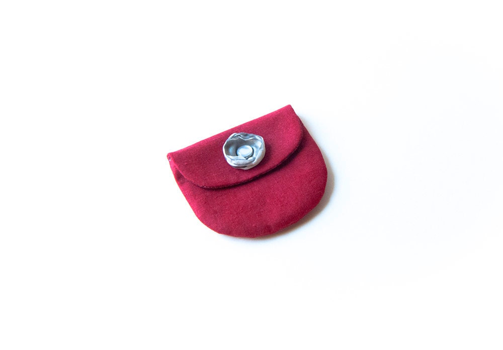 Mothers day gift red tango grey rose Coin purse bridesmaid gift idea clutch fabric wallet clutch bridal wedding pouch by Lolos