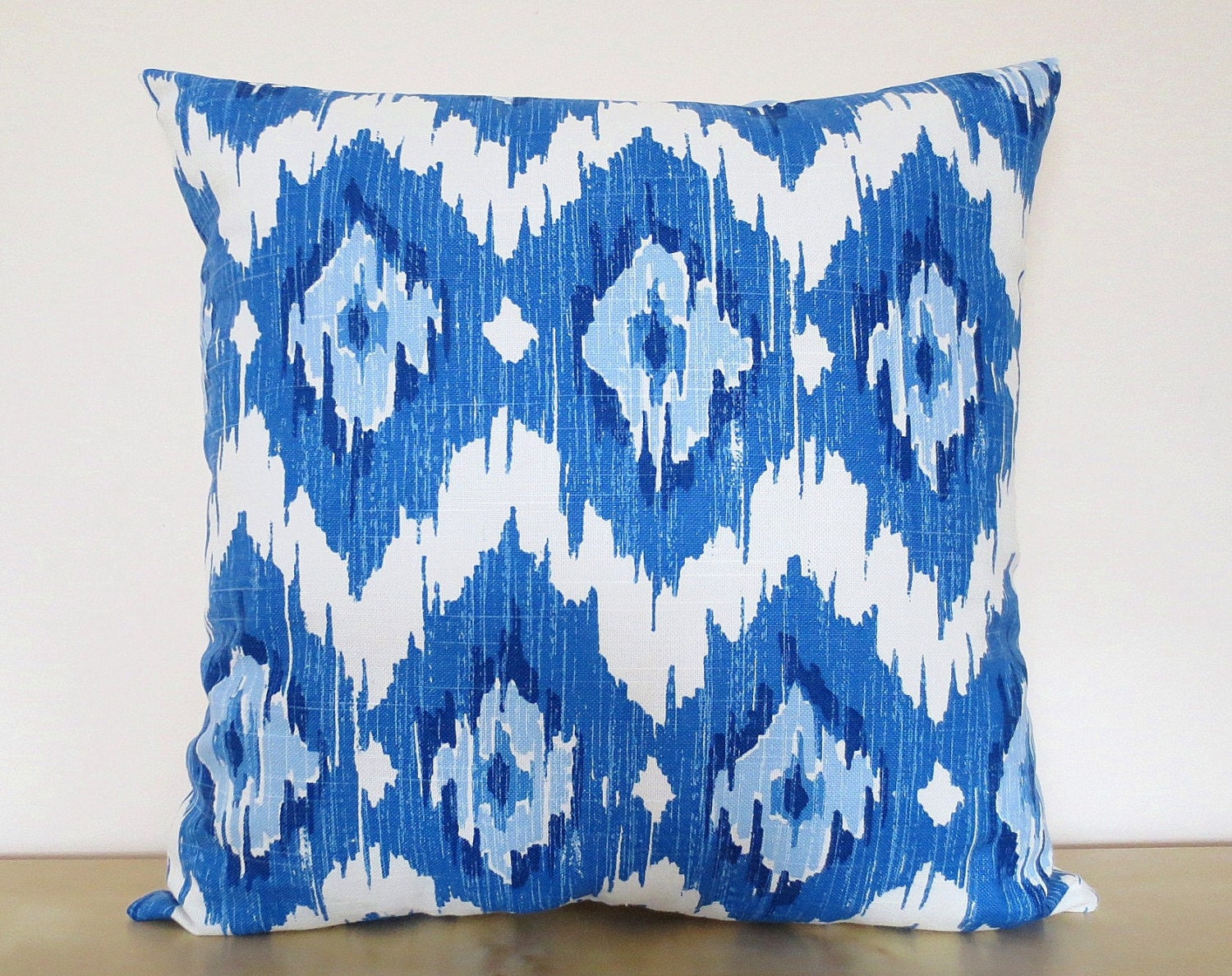 Duralee Ikat Chevron Diamonds decorative throw pillow cover 18 x18 inches /Accent cushion sham in blueberry.
