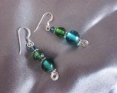 Aqua Crystal Dangle Earrings