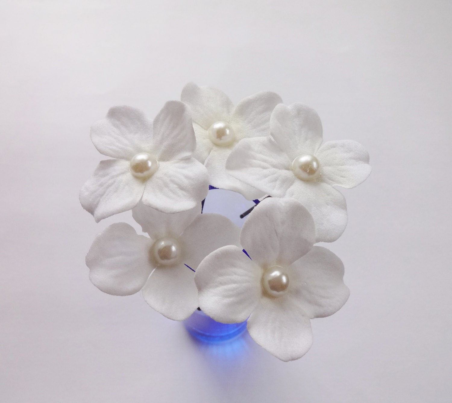 5 Bridal Velvet Ivory Hydrangea Flowers Hair Pins/ Veil Pins/ Last One