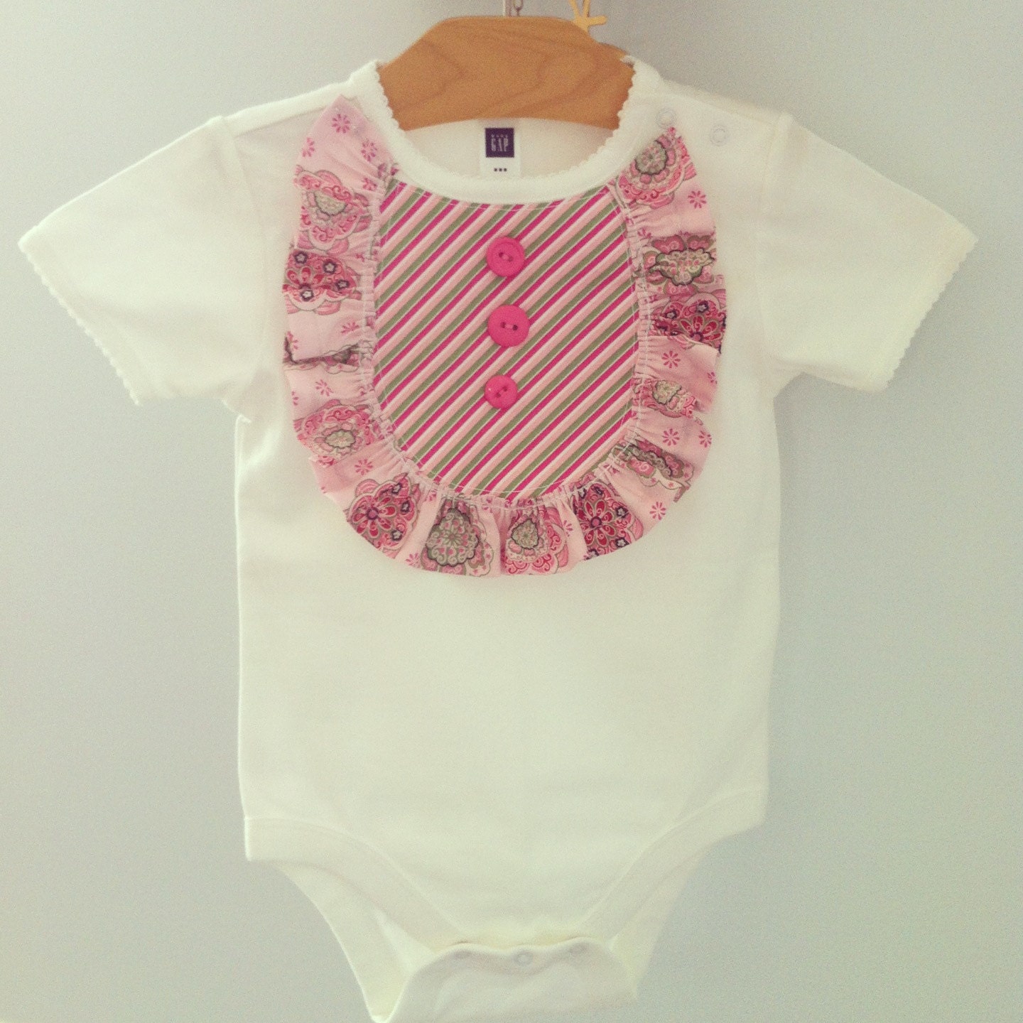 Ruffles and Buttons Bib Shirt -READY TO SHIP 12-18 months-