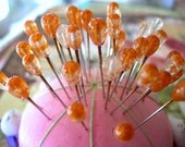 Vintage Glass Corsage Pins Amber Grunge Primitive Millinery Toilet Pins 2" lot of 36