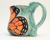Monarch Butterfly Mug Handmade Ceramic Ready to Ship 12 Ounces
