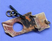 Fold Formed Rustic Copper Toggle Clasp with Link