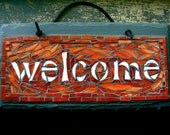 Custom Glass Mosaic Welcome Sign on Slate for Outdoor or Indoor