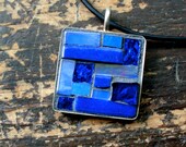 Cobalt Blue Square Mosaic Pendant
