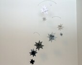 Baby Crib Mobile Origami Paper Stars -'Carina' Greys