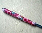 Crochet Hook, Floral Covered Handle, Polymer Clay, Bates, Size D