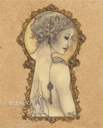 Mistress of the Key - art nouveau faery key signed print - Mary Layton