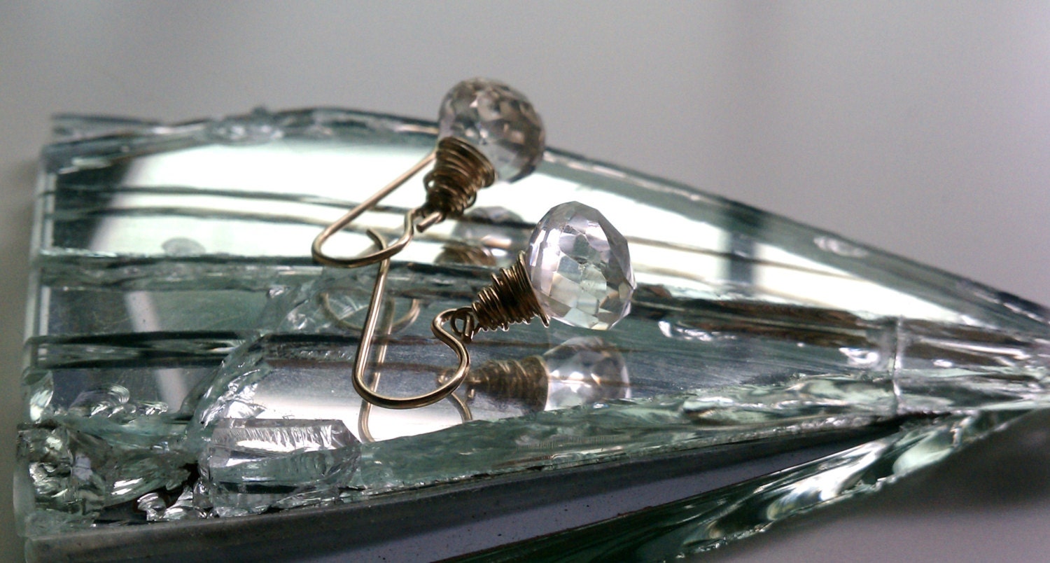 Crystal Quartz Onion Cut Drops on Goldfilled